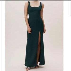 BHLDN Adena Crape Emerald Green Dress